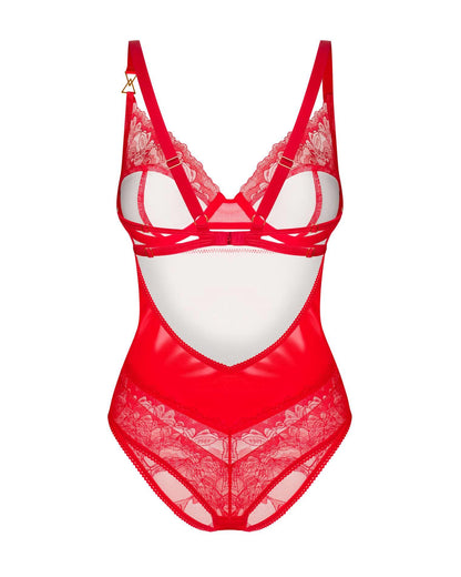 4-Body koronkowe Aliosa Obsessive czerwone 2XL/3XL-4