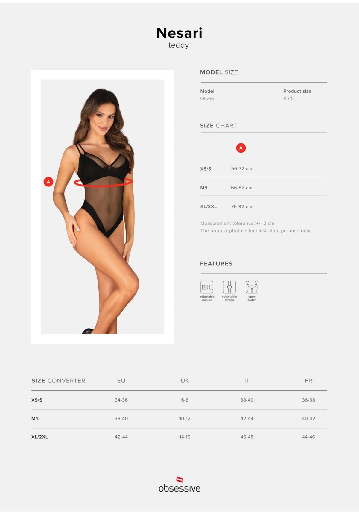 7-Body otwarte Obsessive Nesari czarne XL/2XL-7