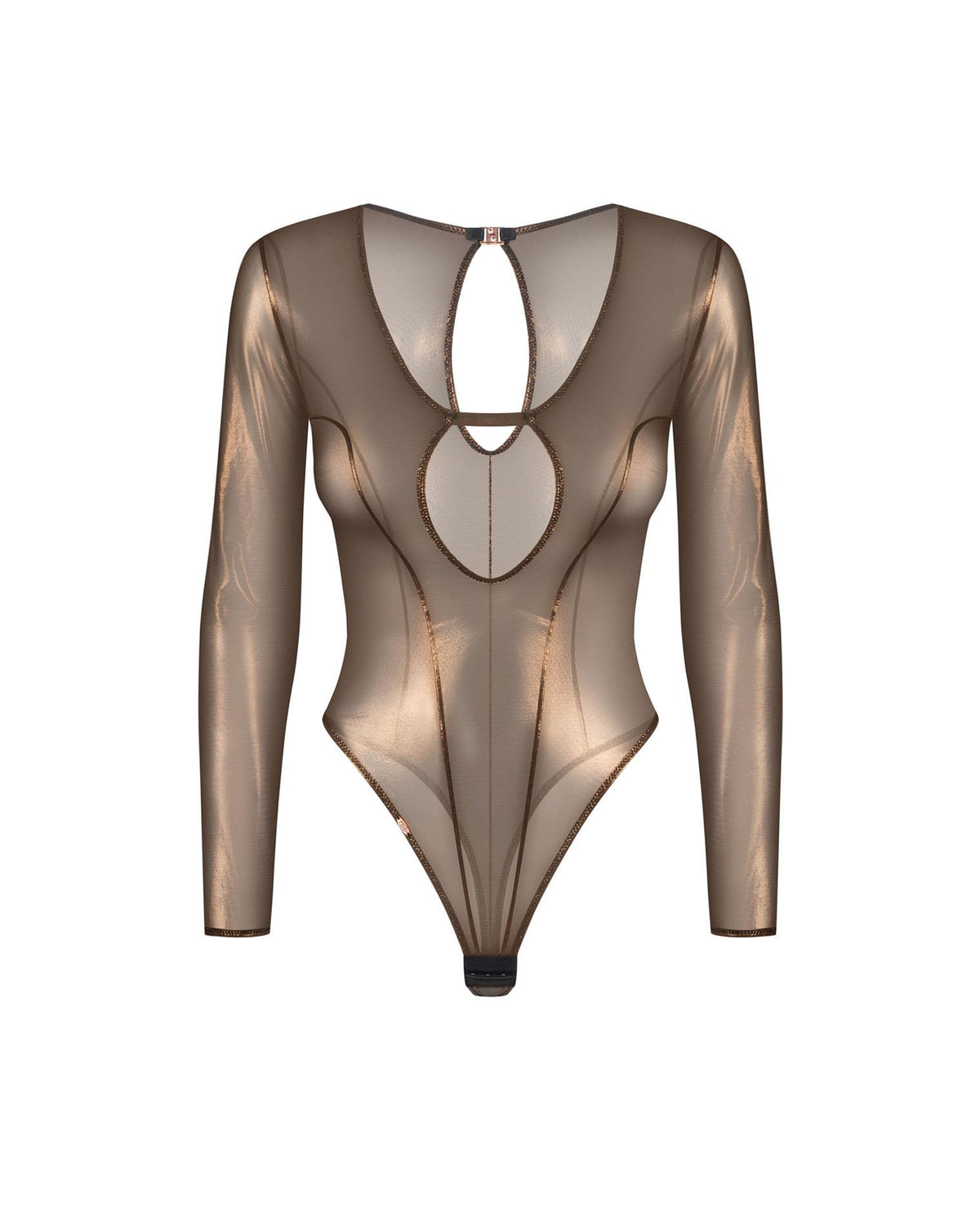 7-Body Soranna transparentne z długim rękawem złoty Obsessive S/M-7