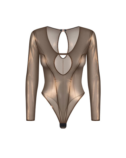 7-Body Soranna transparentne z długim rękawem złoty Obsessive S/M-7