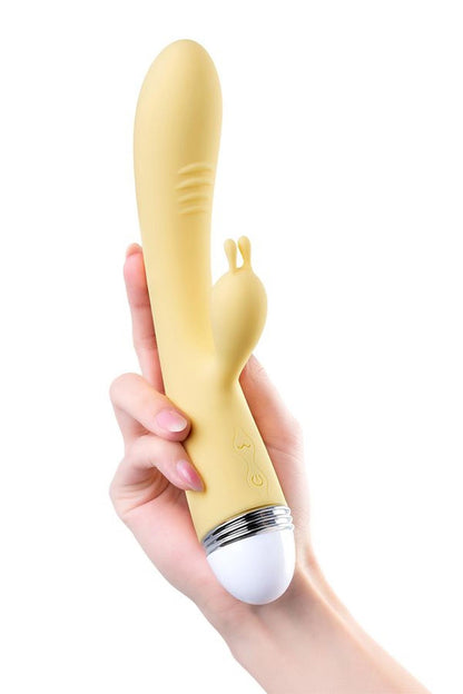 4-Wibrator króliczek Flovetta Aster silikonowy żółty USB 22 cm-4