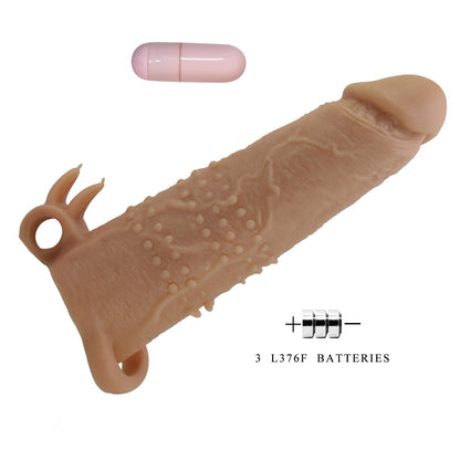 4-Wibrująca przedłużka na penisa Pretty Love 17 cm naturalna-4