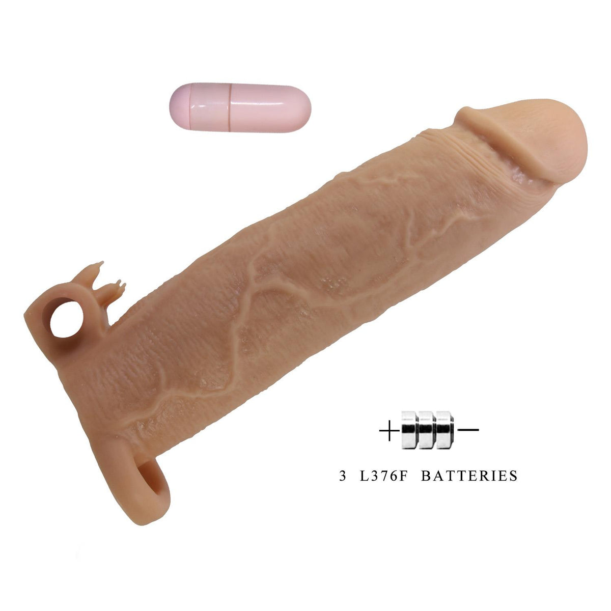 5-Przedłużka na penisa Pretty Love Xerxes wibrująca cielista 22 cm-5