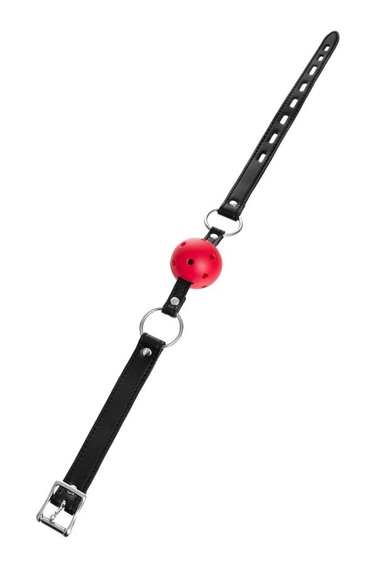 8-Knebel BDSM Anonymo regulowany czerwono czarny 64 cm-8