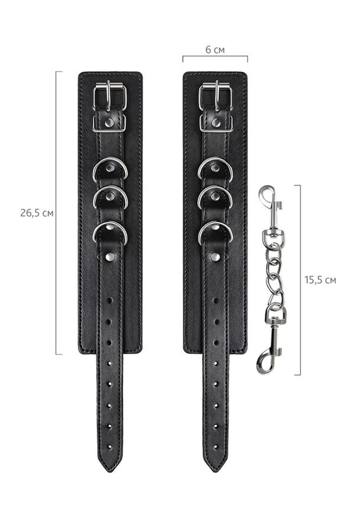3-Kajdanki na kostki Anonymo ze skóry PU czarne 26,5 cm-3