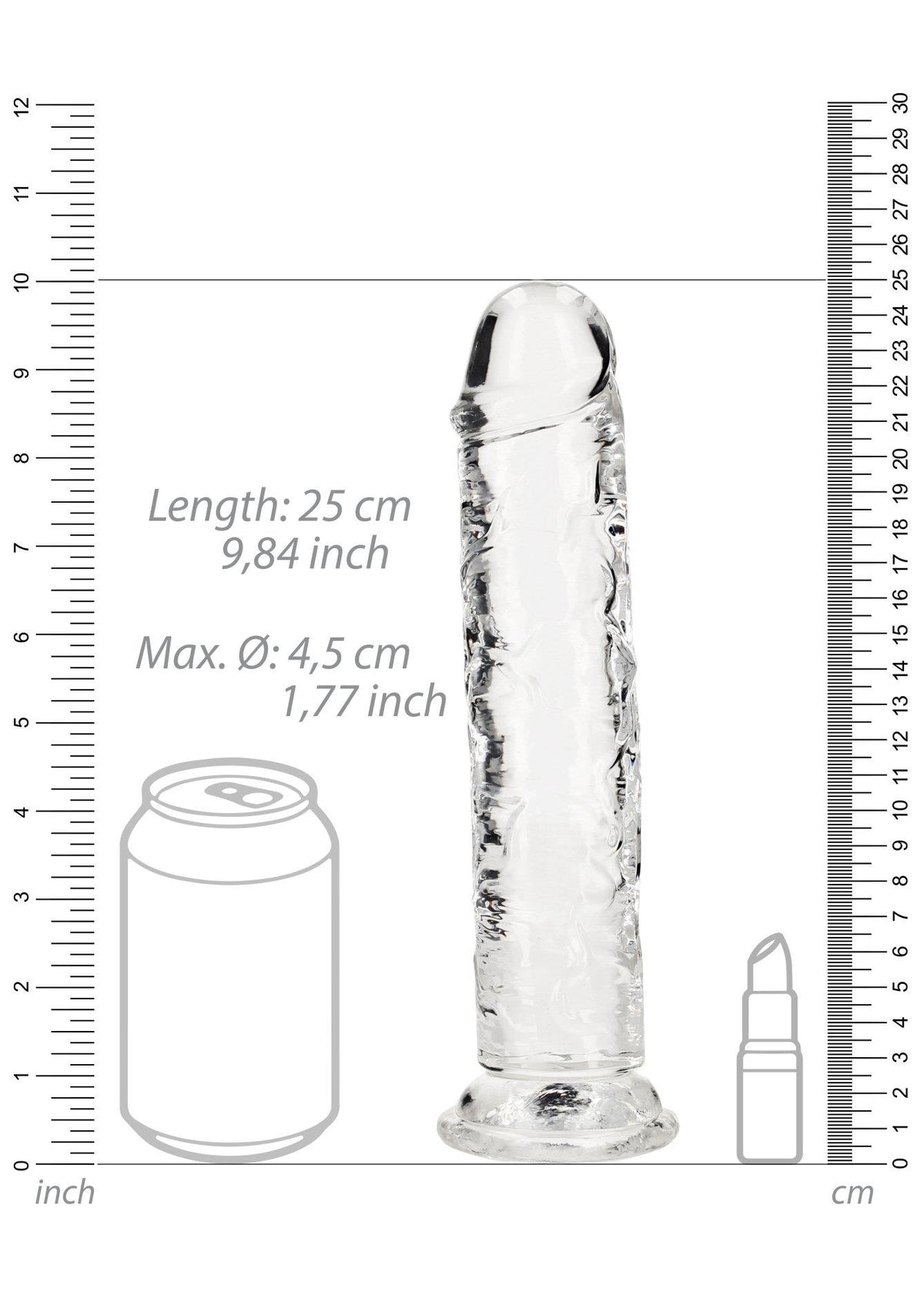6-Dildo żelowe RealRock przezroczyste z przyssawką 23 cm-6