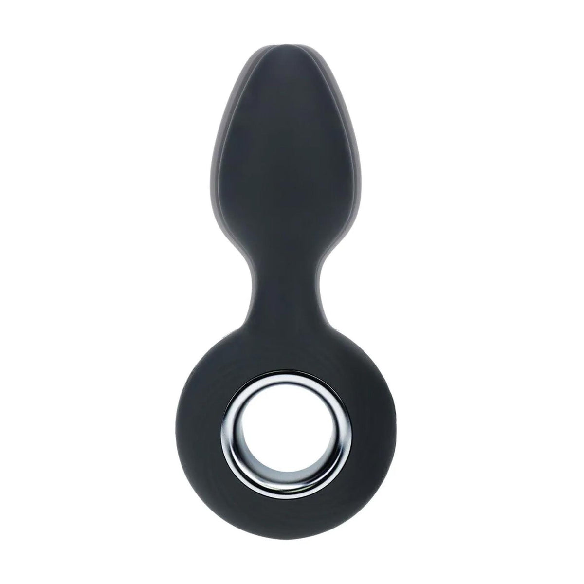 6-Vibrating Silicone Anal Plug with Loop - Black-6