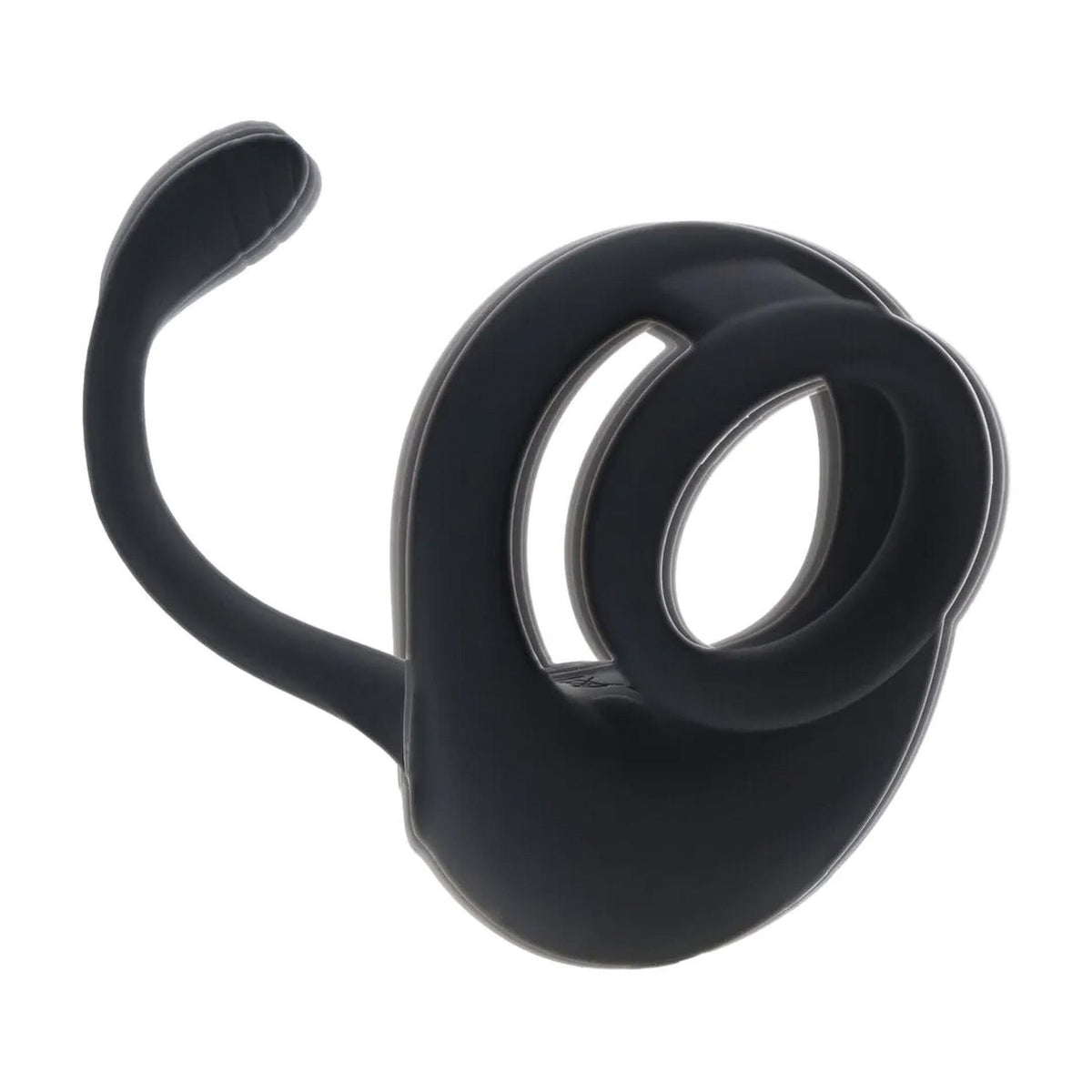 8-Dual Motor Silicone Cockring with Prostate Stimulator - Black-8