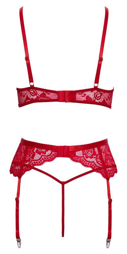 7-Świąteczny komplet bielizny Cottelli LINGERIE czerwony z piórkami S/M-7