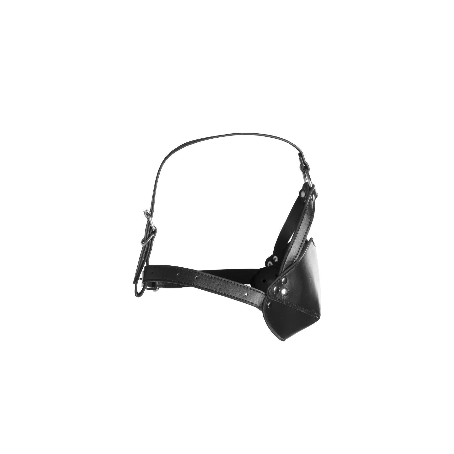 8-Head Harness with Mouth Cover and Solid Ball Gag - Black-8