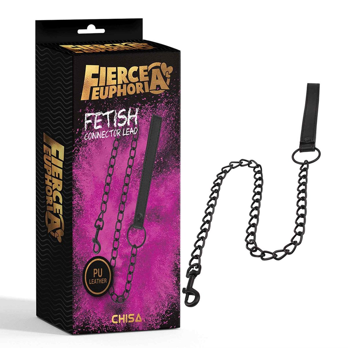 6-Smycz BDSM z łańcuchem metalowym Fierce Euphoria 80 cm-6