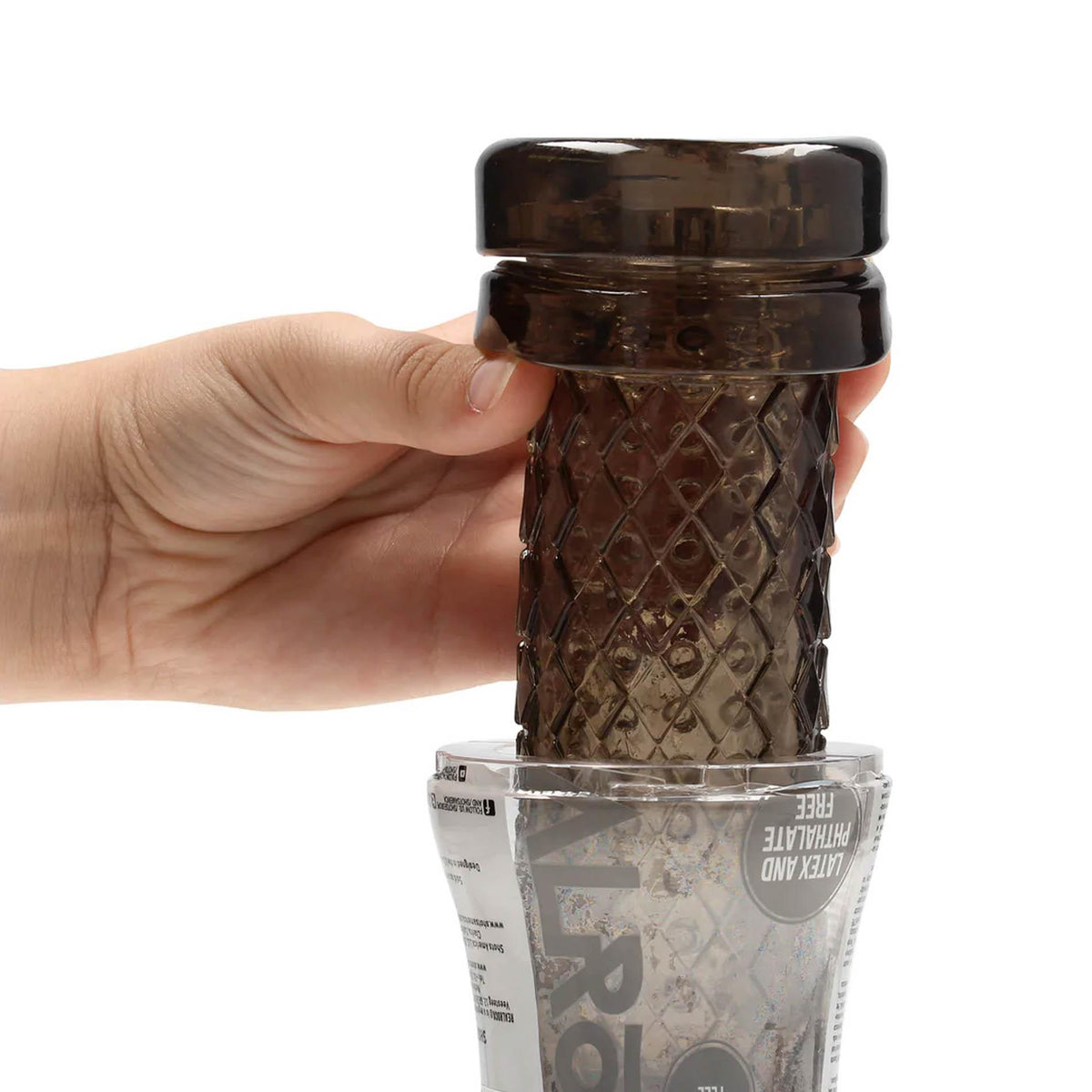 4-Masturbator teksturowany RealRock TPE czarny 21 cm-4