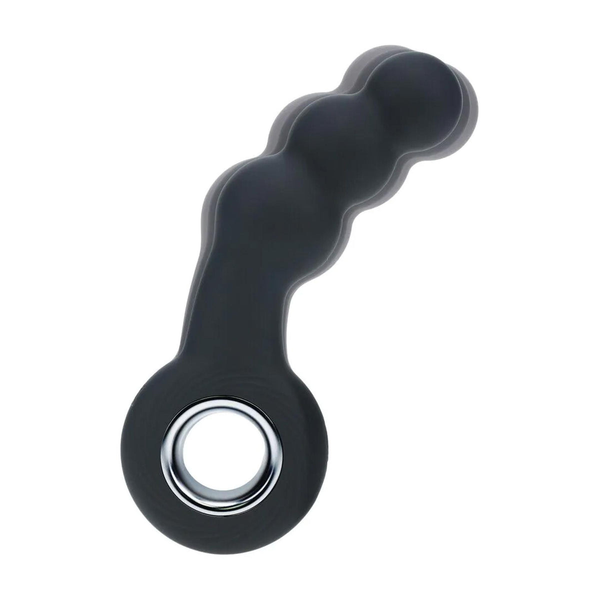8-Masażer prostaty wibrujący koralikowy z pętlą silikonowy Levelz czarny 15cm-8