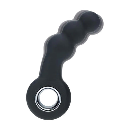 8-Masażer prostaty wibrujący koralikowy z pętlą silikonowy Levelz czarny 15cm-8