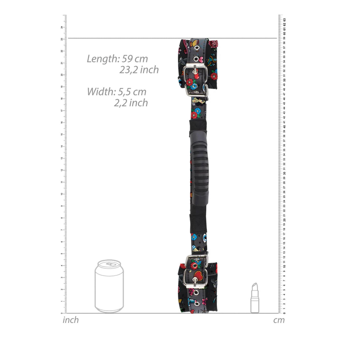 5-Skórzane kajdanki z uchwytem Ouch! 59 cm-5