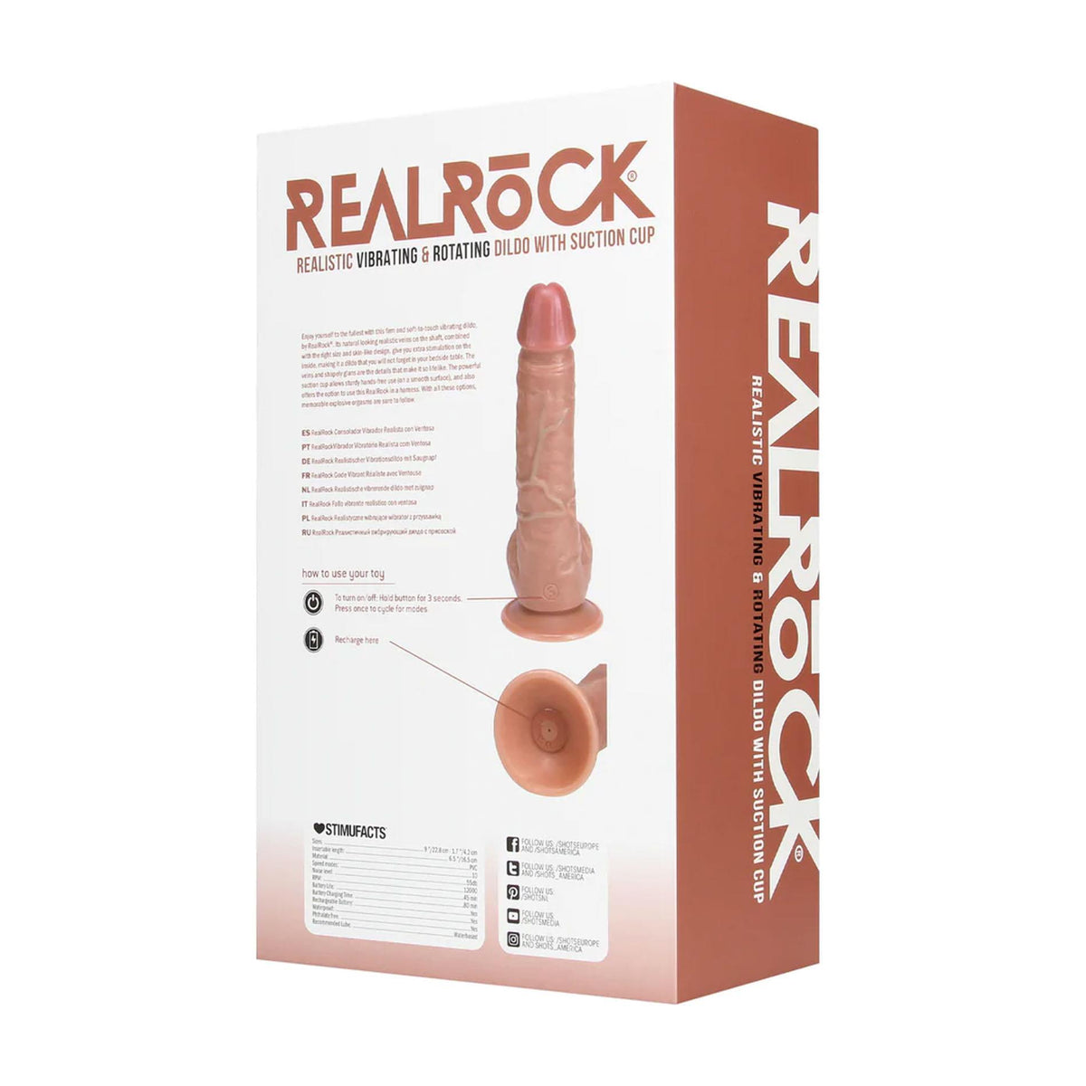 7-Realistyczny wibrator rotujący z jądrami RealRock beżowy 20,5 cm-7
