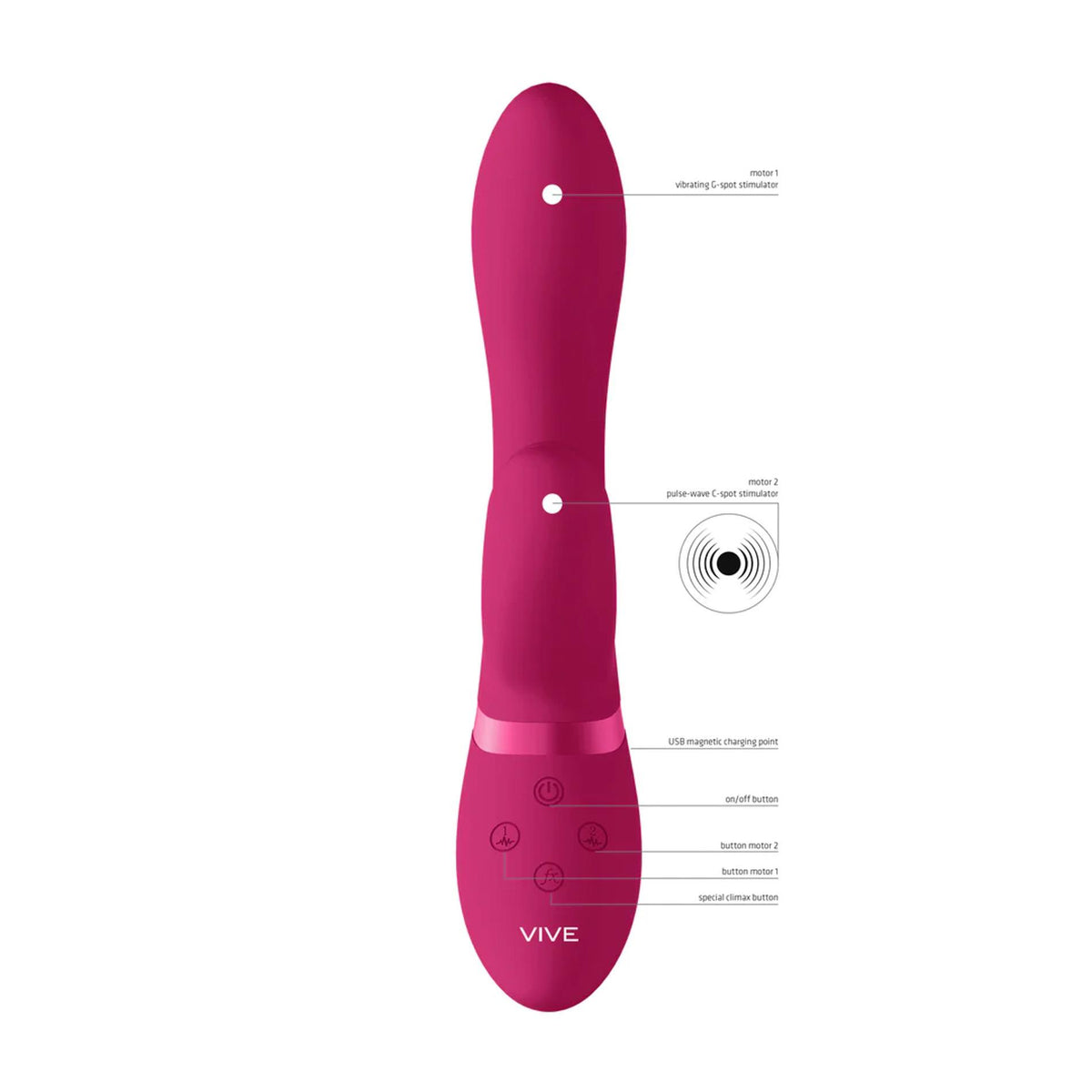 3-Wibrator króliczek silikonowy Vive Kyra różowy USB 21 cm-3