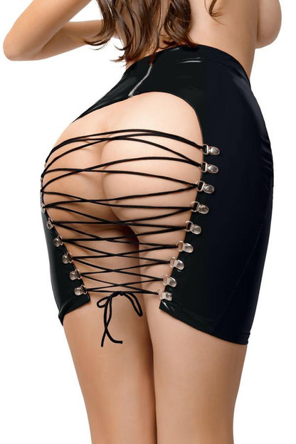5-Spódnica wetlook Leanne Glossy czarna S-5