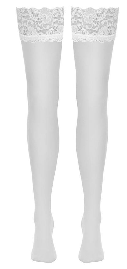 7-Pończochy Cottelli LEGWEAR białe z koronką L 20 den-7