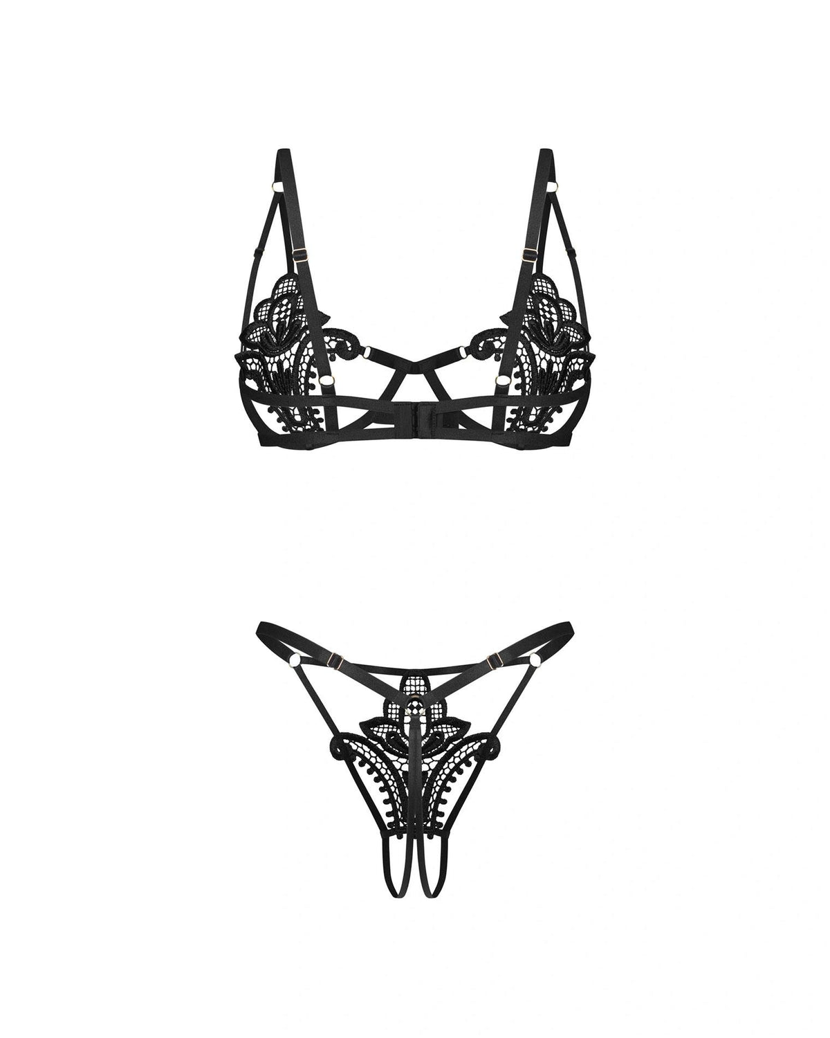5-Komplet bielizny erotycznej Luise Sublim Black otwarty L/XL Obsessive-5