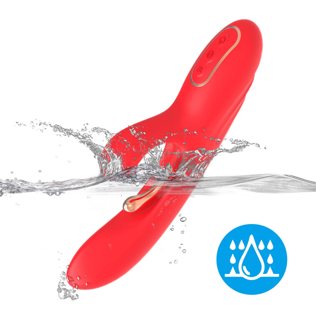 6-Wibrator króliczek Nirvana czerwony trójpunktowy silikonowy USB 22 cm-6