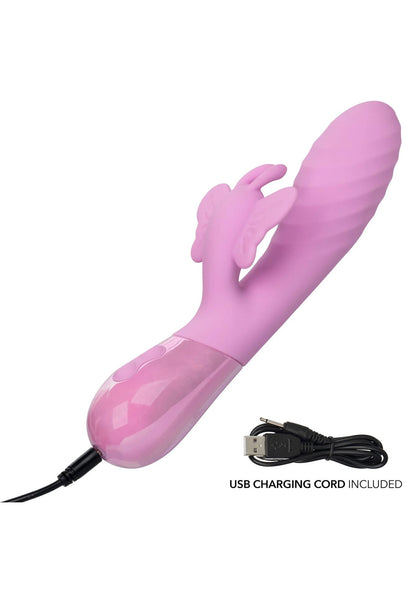 6-Wibrator króliczek Aura Dual Flutter Calexotics różowy USB 11,5 cm-6