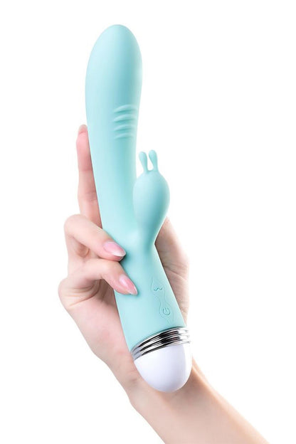 5-Wibrator króliczek Flovetta Iris silikonowy miętowy USB 22 cm-5