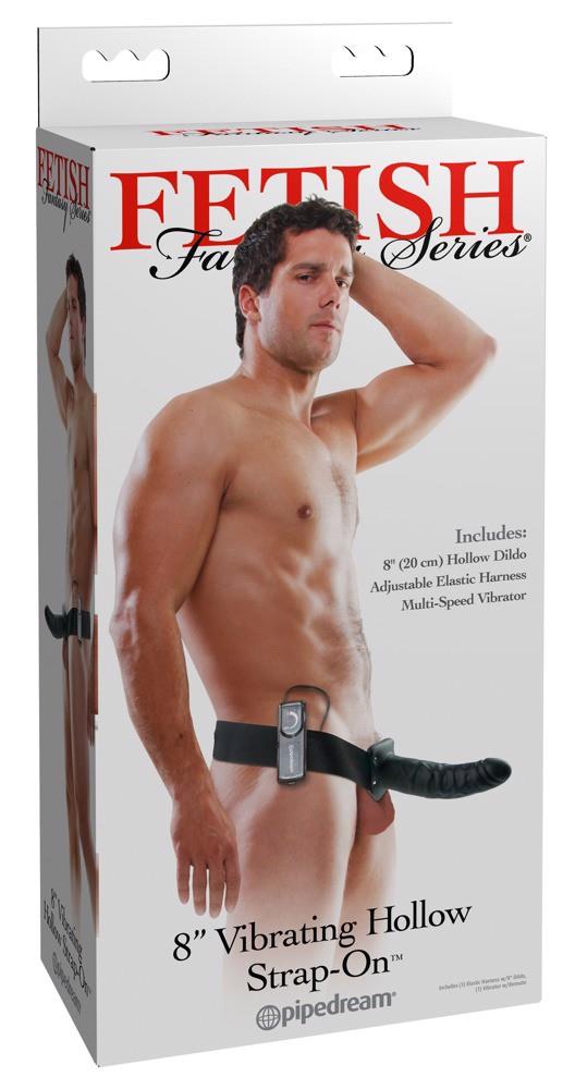 5-Proteza na penisa Fetish Fantasy Series pusta ciemna 20 cm z wibracją-5