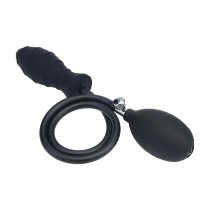 8-Żebrowany korek analny pompowany silikonowy Levelz by Shots czarny 5 cm-8