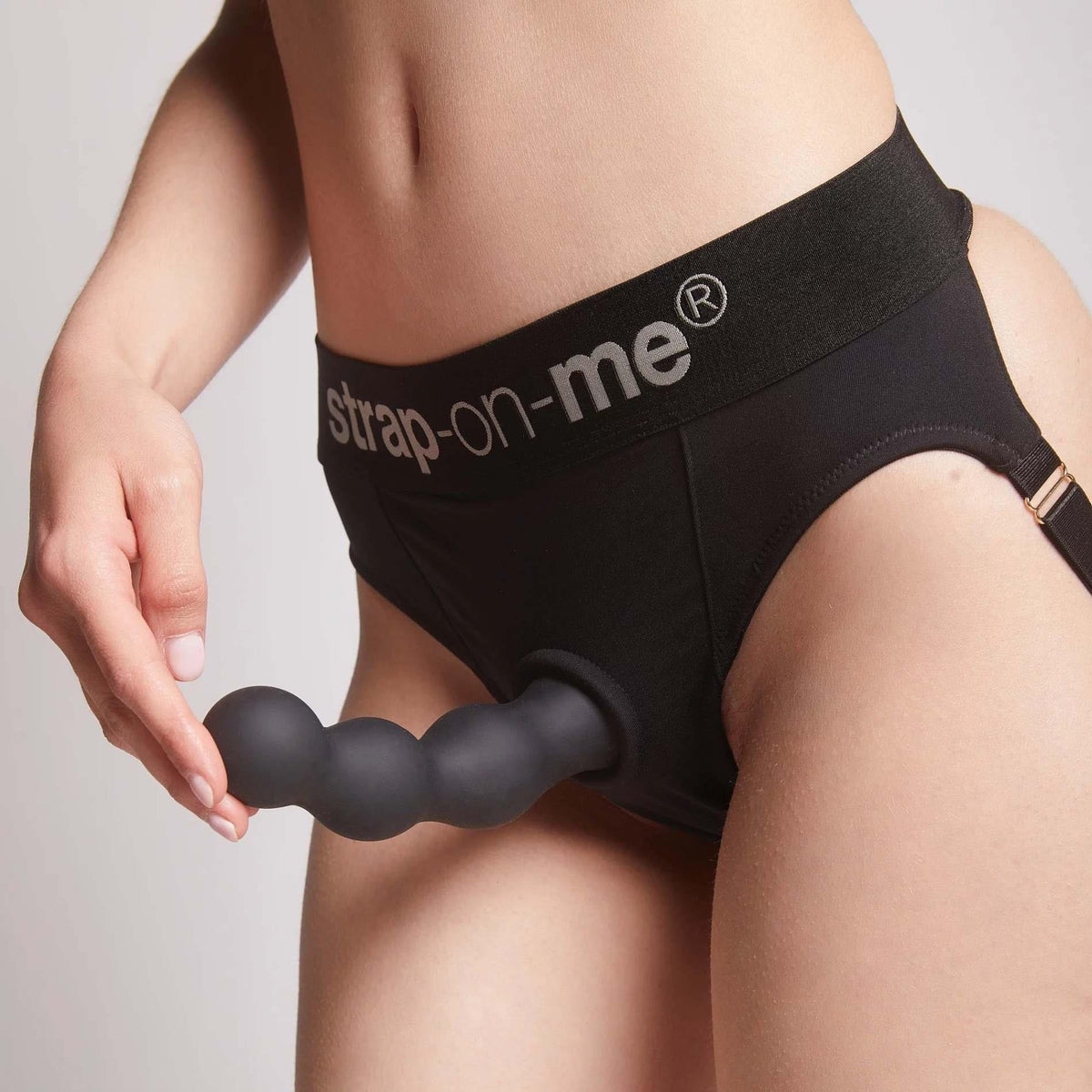 5-Dildo plug z kulkami Strap on me czarny XXL-5