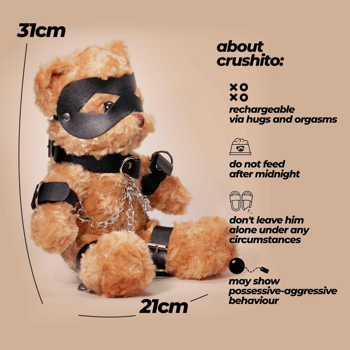 5-Miś bondage Crushito Crushious czarny 31 cm-5