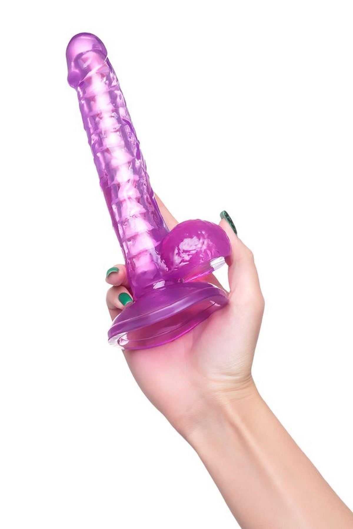8-Elastyczne realistyczne dildo Celiam A Toys fioletowe 20,5 cm-8