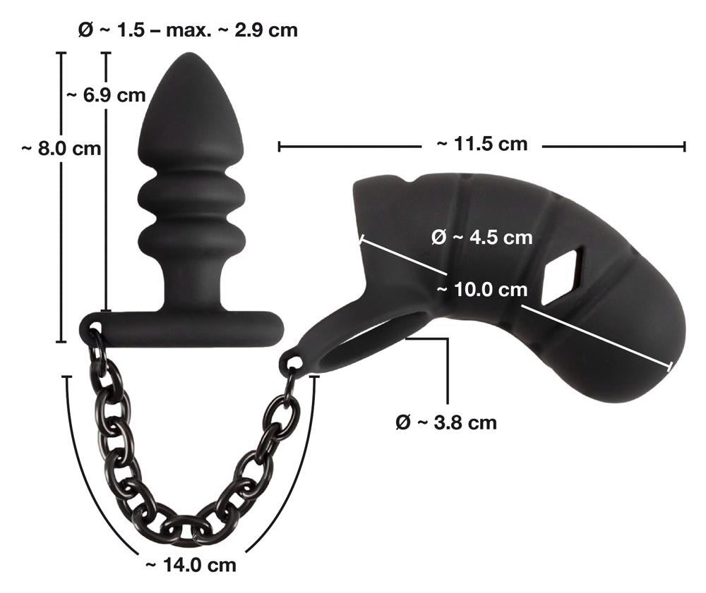 5-Klatka na penisa z plugiem analnym Black Velvets silikonowa-5