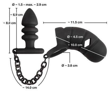 5-Klatka na penisa z plugiem analnym Black Velvets silikonowa-5