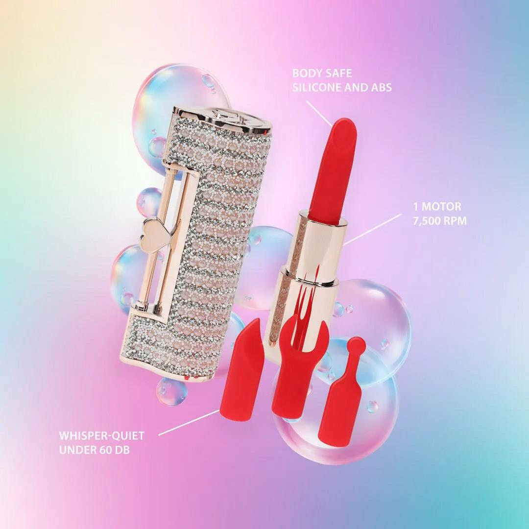 8-Wibrator szminkowy Loveline Angel różowy USB z końcówkami-8