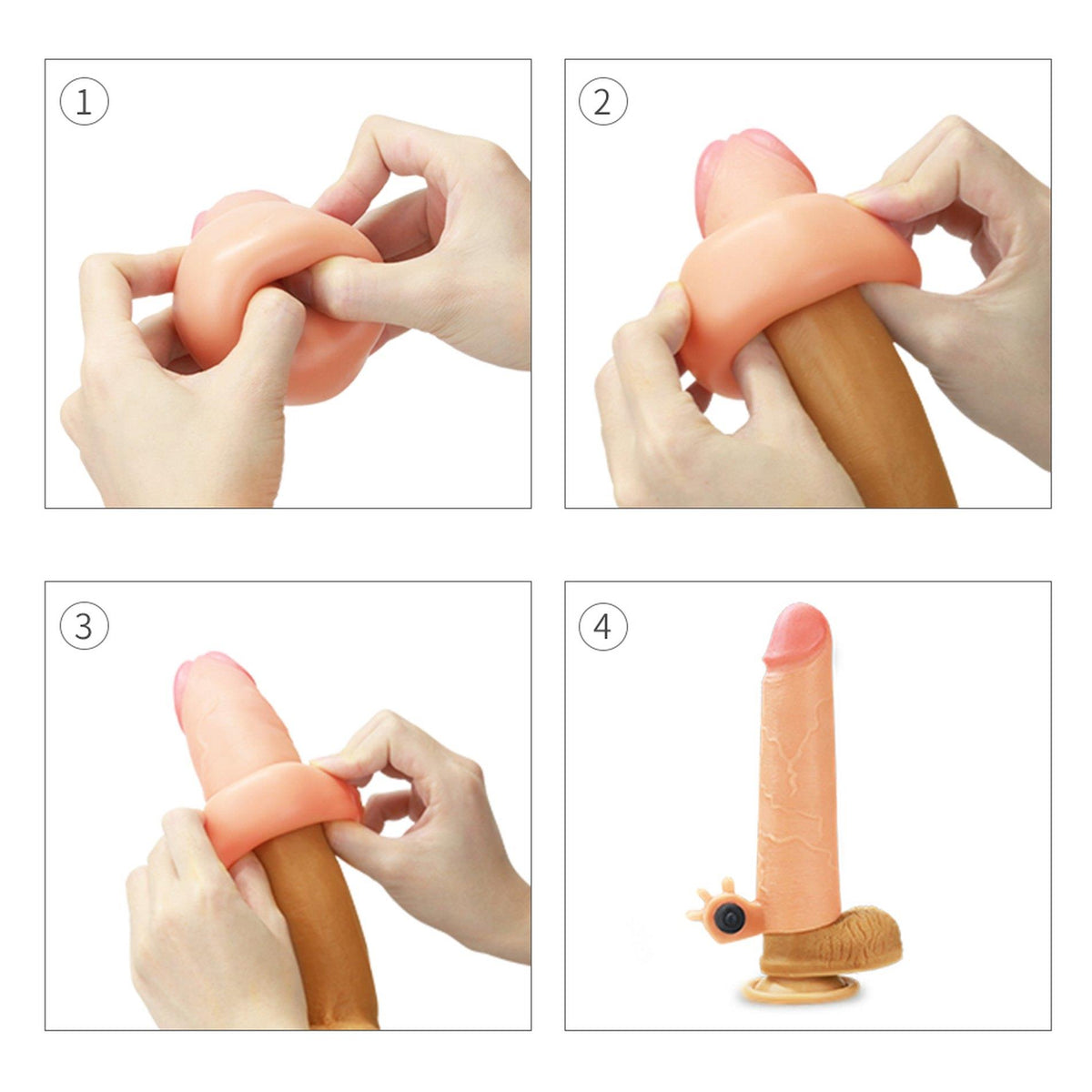 5-Wibrująca silikonowa przedłużka na penisa Lovetoy 5 cm-5