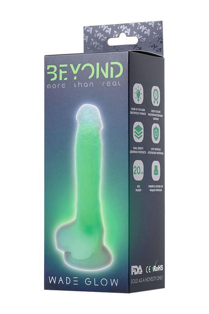 5-Dildo żelowe Beyond by Toyfa Wade Glow świecące zielone 14,5 cm-5