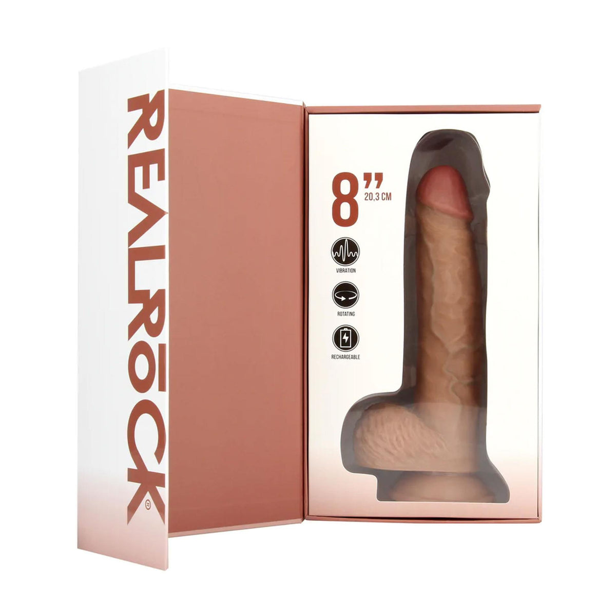6-Realistyczny wibrator rotujący z jądrami RealRock beżowy 20,5 cm-6