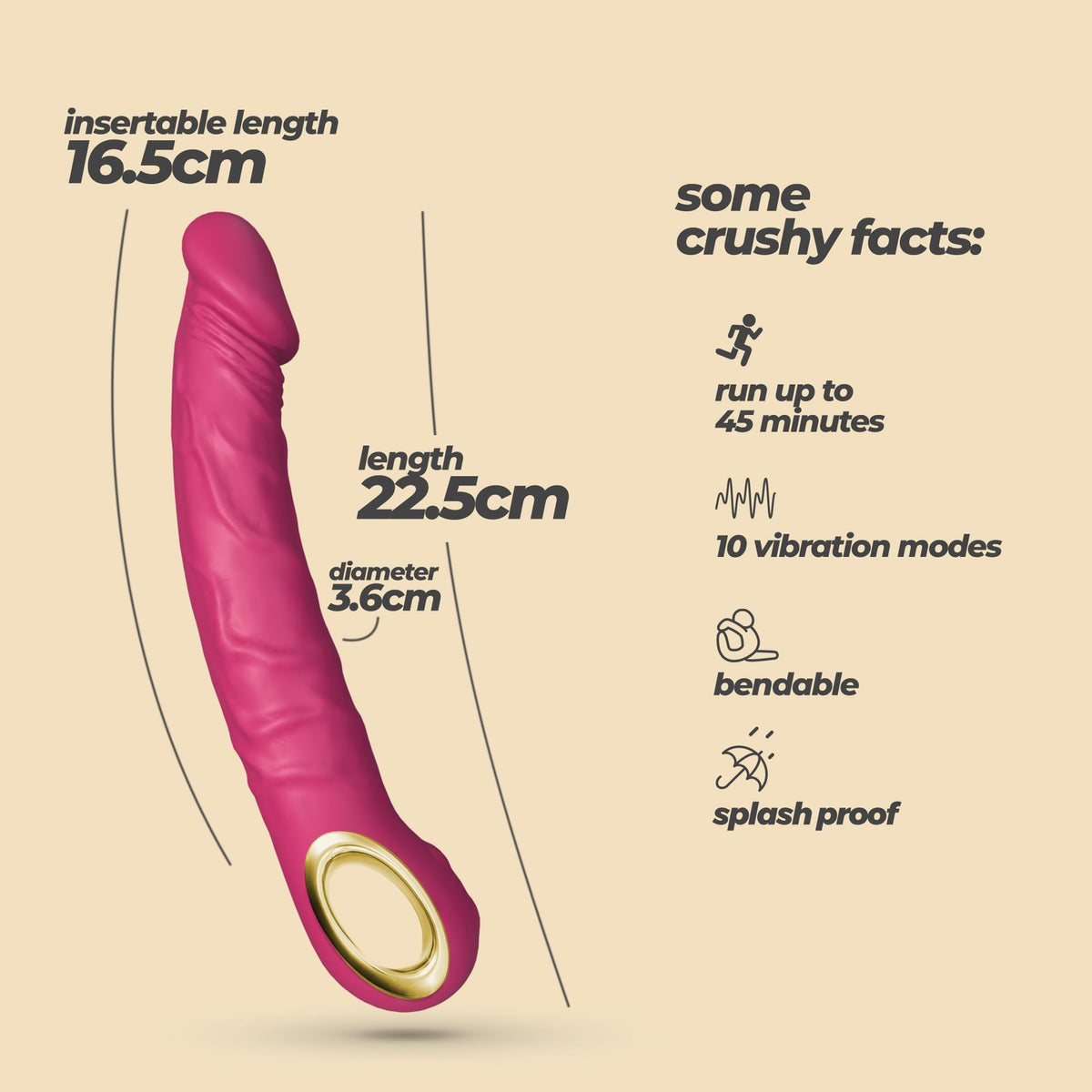 5-Wibrator realistyczny Crushious Magnus Bend zginany różowy USB-5