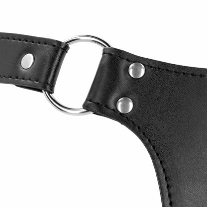 7-Pas cnoty ze skóry PU Ouch z paskami czarny 110 cm-7