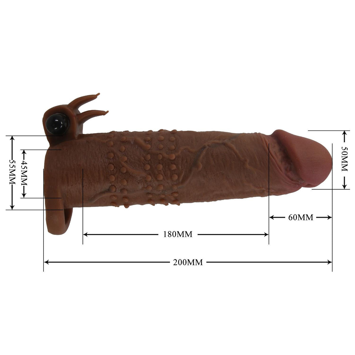 8-Przedłużka wibrująca na penisa Pretty Love brązowa 17 cm-8