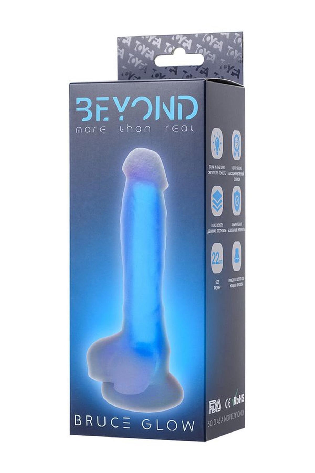 8-Dildo żelowe świecące Bruce Glow niebieskie 16,5 cm Beyond-8