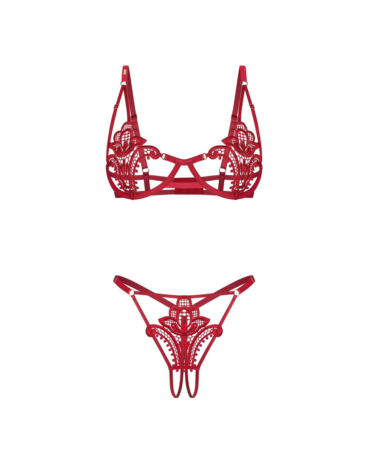 6-Komplet bielizny Luise Sublim Red otwarty Obsessive L/XL-6