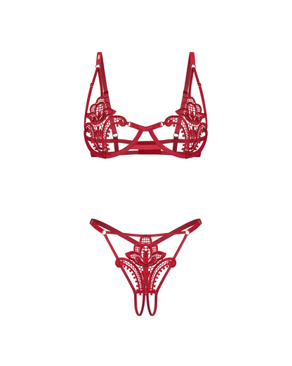 6-Komplet bielizny Luise Sublim Red otwarty Obsessive L/XL-6