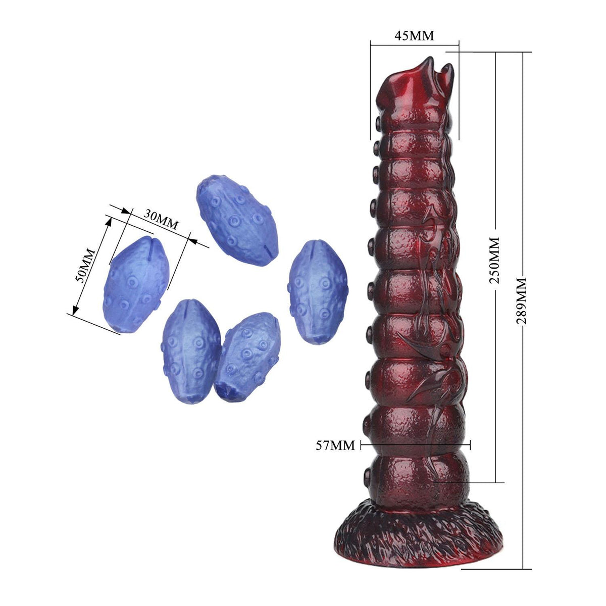 5-Dildo silikonowe pofalowane Power Monsters Voidclaw Brute 29 cm fioletowe-5