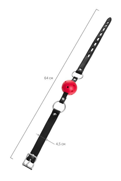 7-Knebel BDSM Anonymo regulowany czerwono czarny 64 cm-7