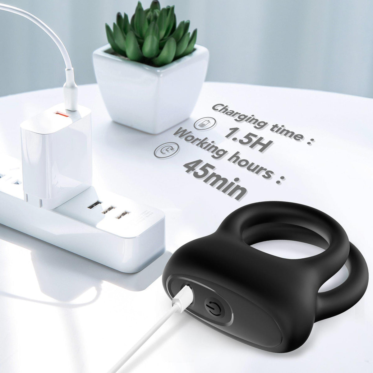 8-Pierścień wibrujący Dualo 9 funkcji czarny USB-8