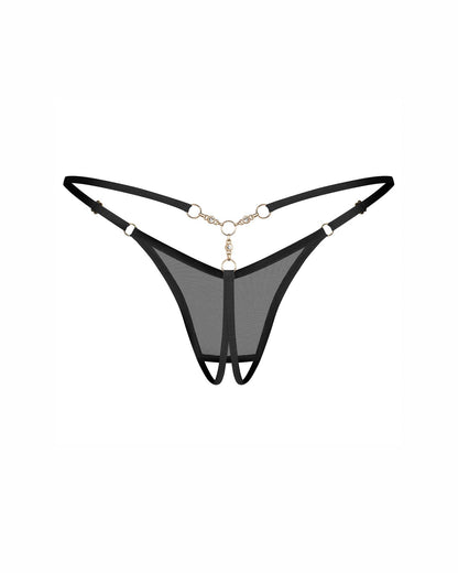 8-Stringi otwarte Oxaria z złotymi detalami Obsessive L/XL-8