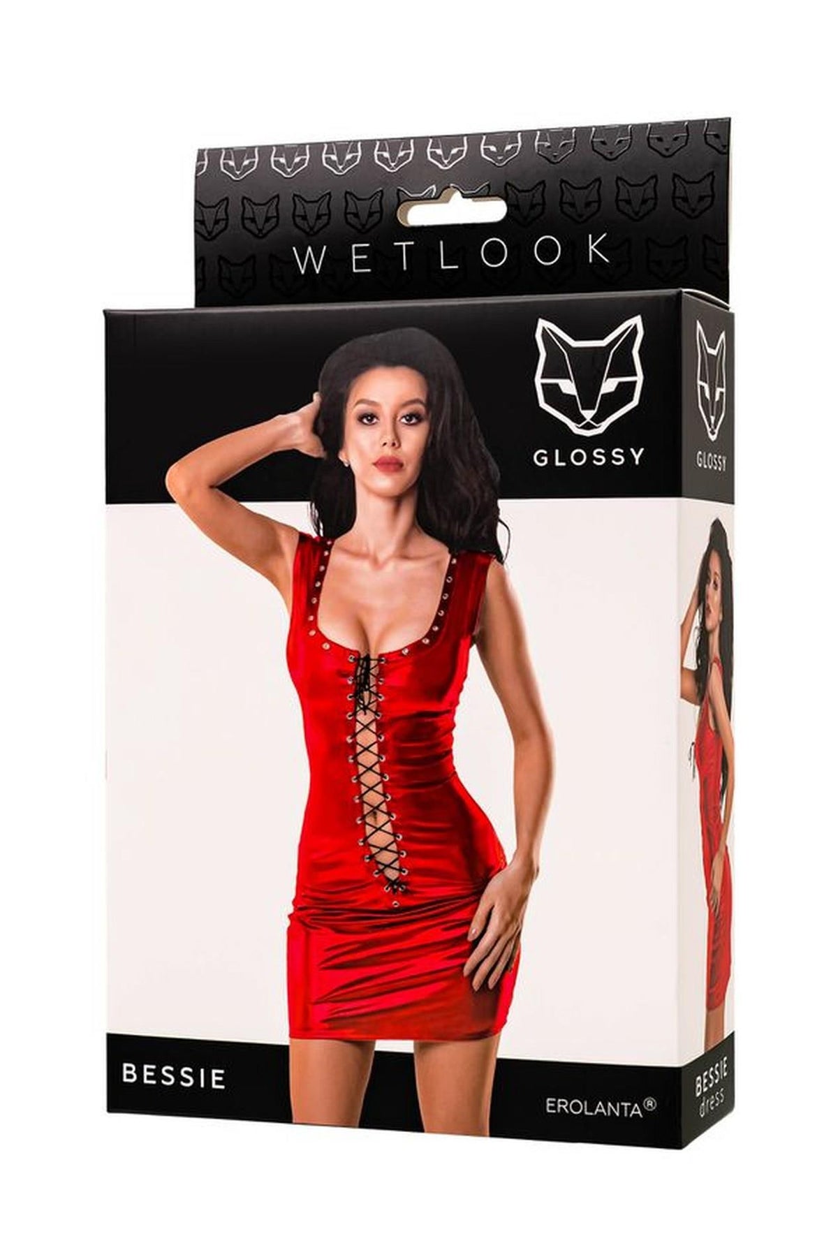 5-Sukienka Wetlook Glossy Bessie czerwona L-5