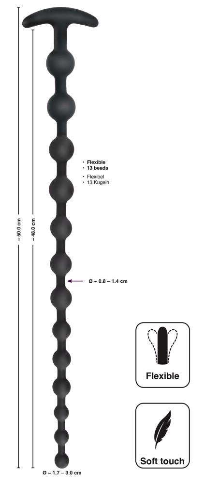 6-Black Velvets Anal Beads Silic-6